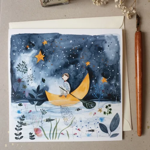 Greeting Card ''Boy and The Moon''