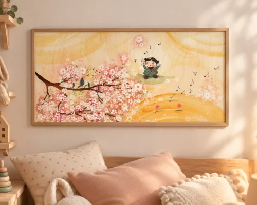 Umetniška grafika 'Pomladna pesem' 40x20