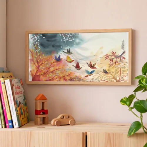 Umetniška grafika 'Ptičje potovanje' 40x20
